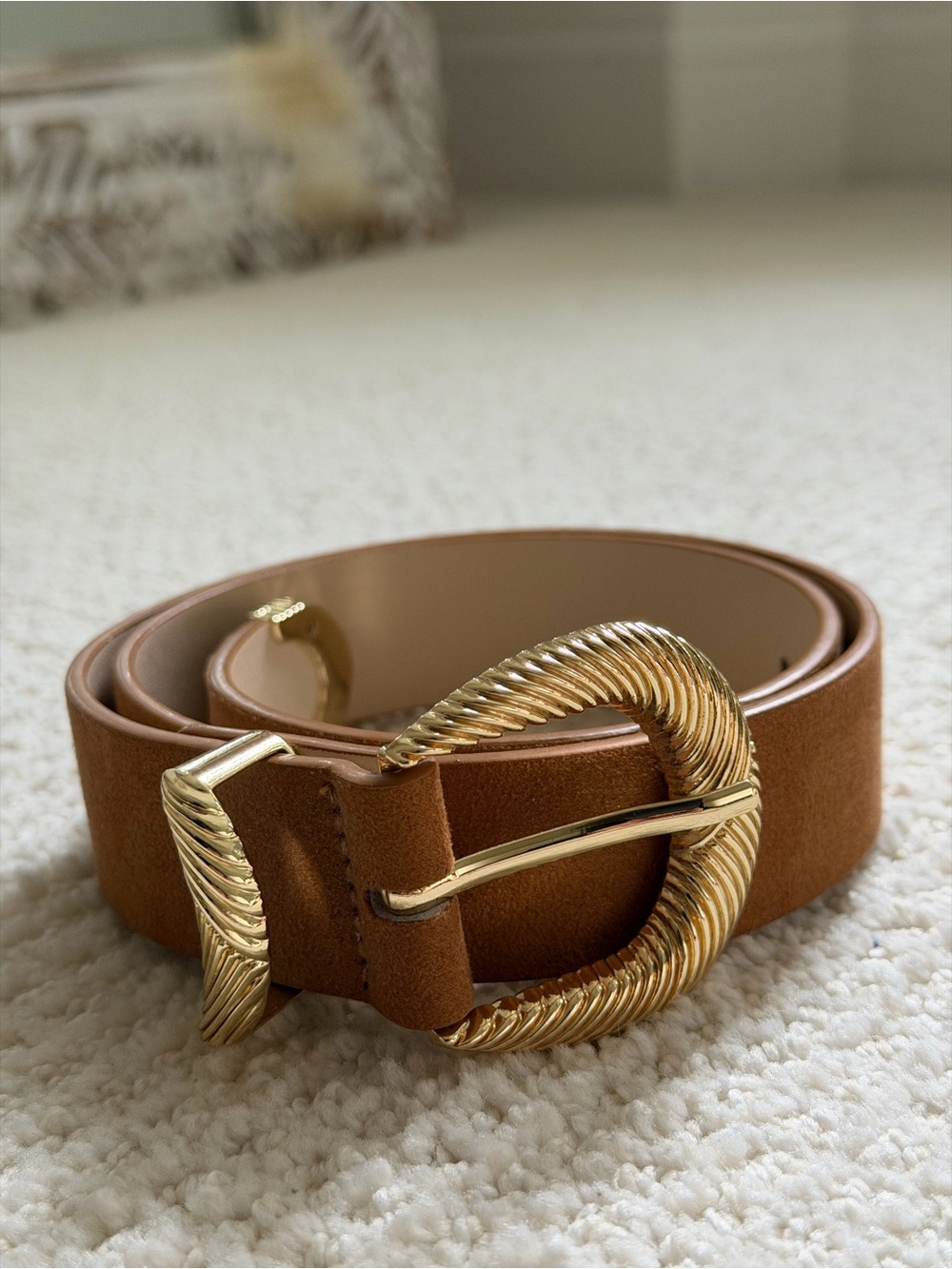 H&M Tan Smooth Belt with Gold Buckle